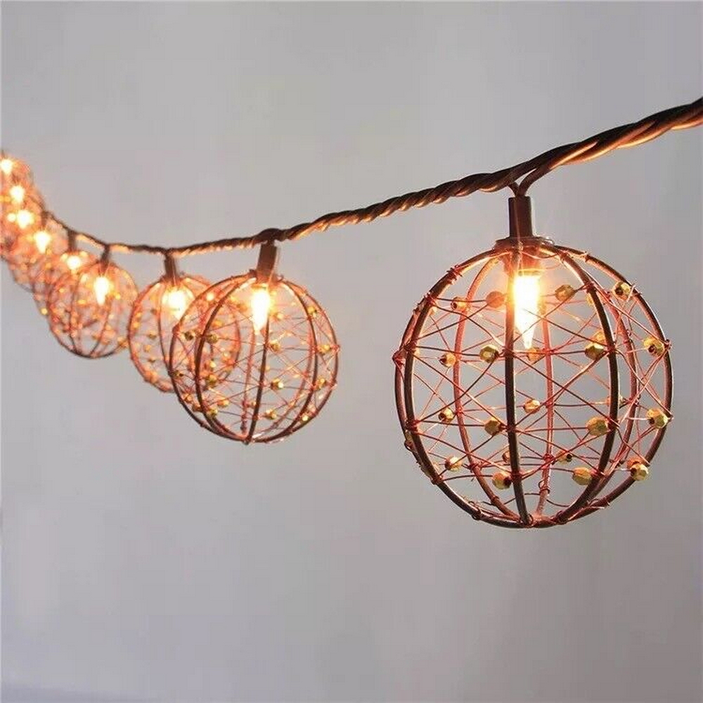 Catena luminosa a Led decorativa con pannello solare 3,8 metri 10 sfere Bianco Caldo 2200K Wisdom - Foto 2