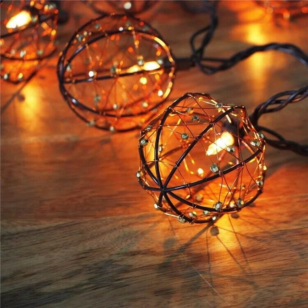 Catena luminosa a Led decorativa con pannello solare 3,8 metri 10 sfere Bianco Caldo 2200K Wisdom - Foto 4