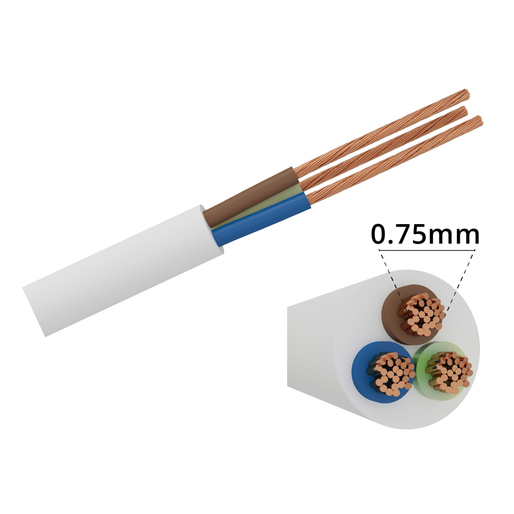 Foto principale Cavo elettrico H05VV-F 3 x 0,75 mm2 1 metro guaina bianca (venduto a metro) Aigostar