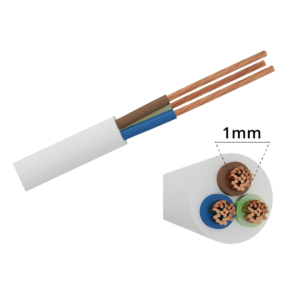 Foto principale Cavo elettrico H05VV-F 3 x 1,0 mm2 1 metro guaina bianca (venduto a metro) Aigostar
