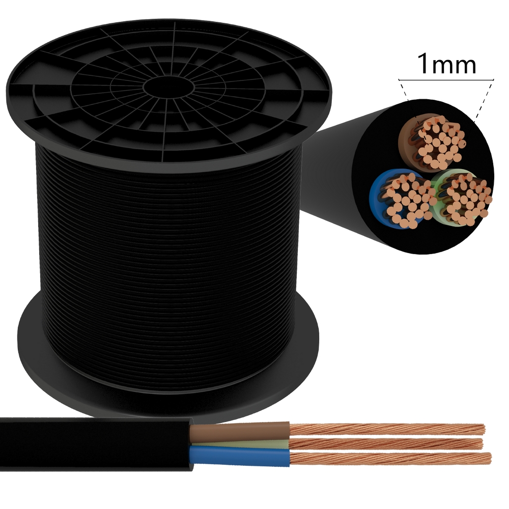 Foto principale Cavo elettrico H05VV-F 3 x 1,0 mm2 matassa 120mt guaina nera Aigostar