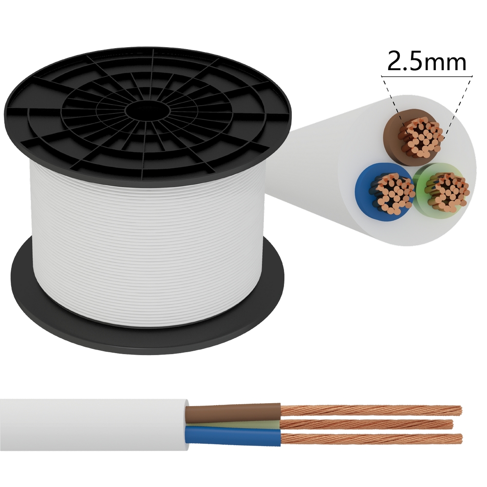 Foto principale Cavo elettrico H05VV-F 3 x 2,5 mm2 matassa 50mt guaina bianca Aigostar