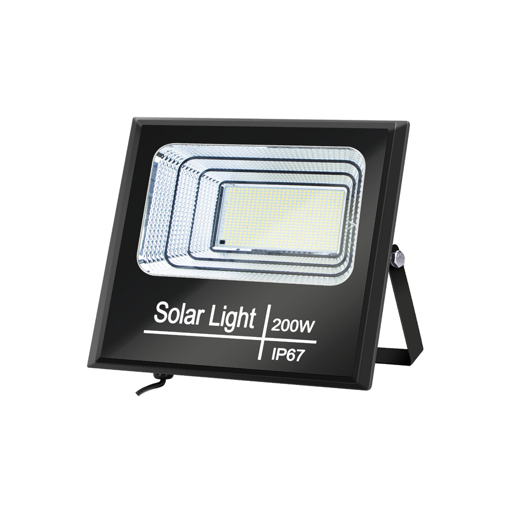 Faro Led 200W Nero con pannello solare IP67 Bianco freddo 6500K Dimmerabile con telecomando e crepuscolare Aigostar - Foto 2