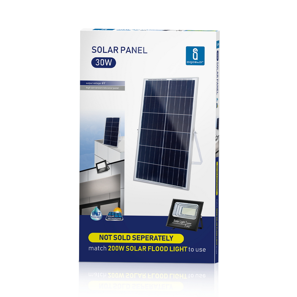 Faro Led 200W Nero con pannello solare IP67 Bianco freddo 6500K Dimmerabile con telecomando e crepuscolare Aigostar - Foto 7