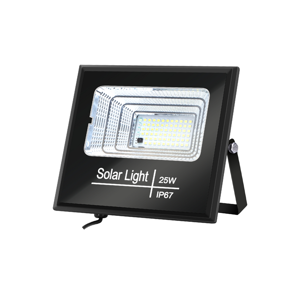 Faro Led 25W Nero con pannello solare IP67 Bianco freddo 6500K Dimmerabile con telecomando e crepuscolare Aigostar - Foto 2