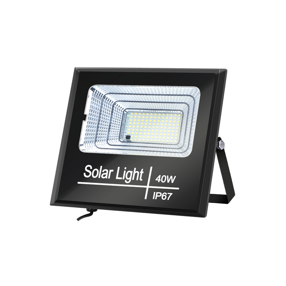 Faro Led 40W Nero con pannello solare IP67 Bianco freddo 6500K Dimmerabile con telecomando e crepuscolare Aigostar - Foto 2