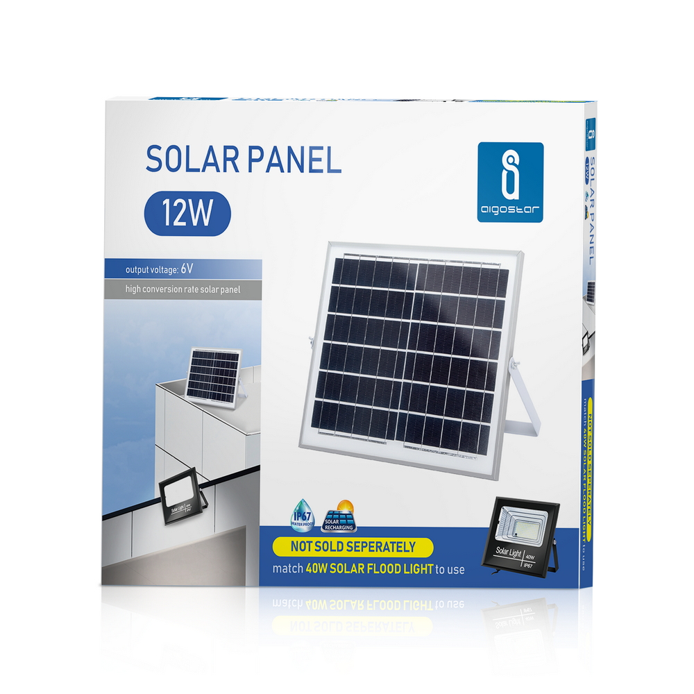 Faro Led 40W Nero con pannello solare IP67 Bianco freddo 6500K Dimmerabile con telecomando e crepuscolare Aigostar - Foto 7