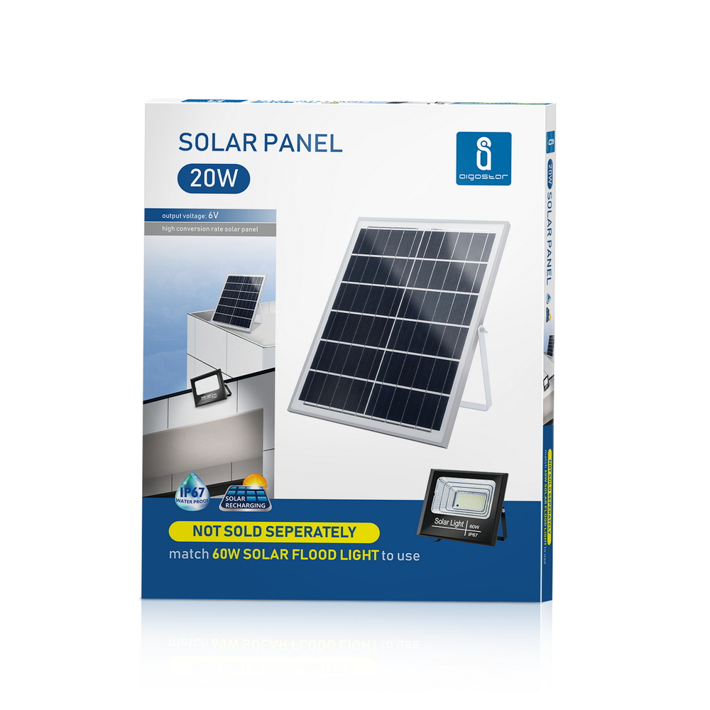 Faro Led 60W Nero con pannello solare IP67 Bianco freddo 6500K Dimmerabile con telecomando e crepuscolare Aigostar - Foto 7
