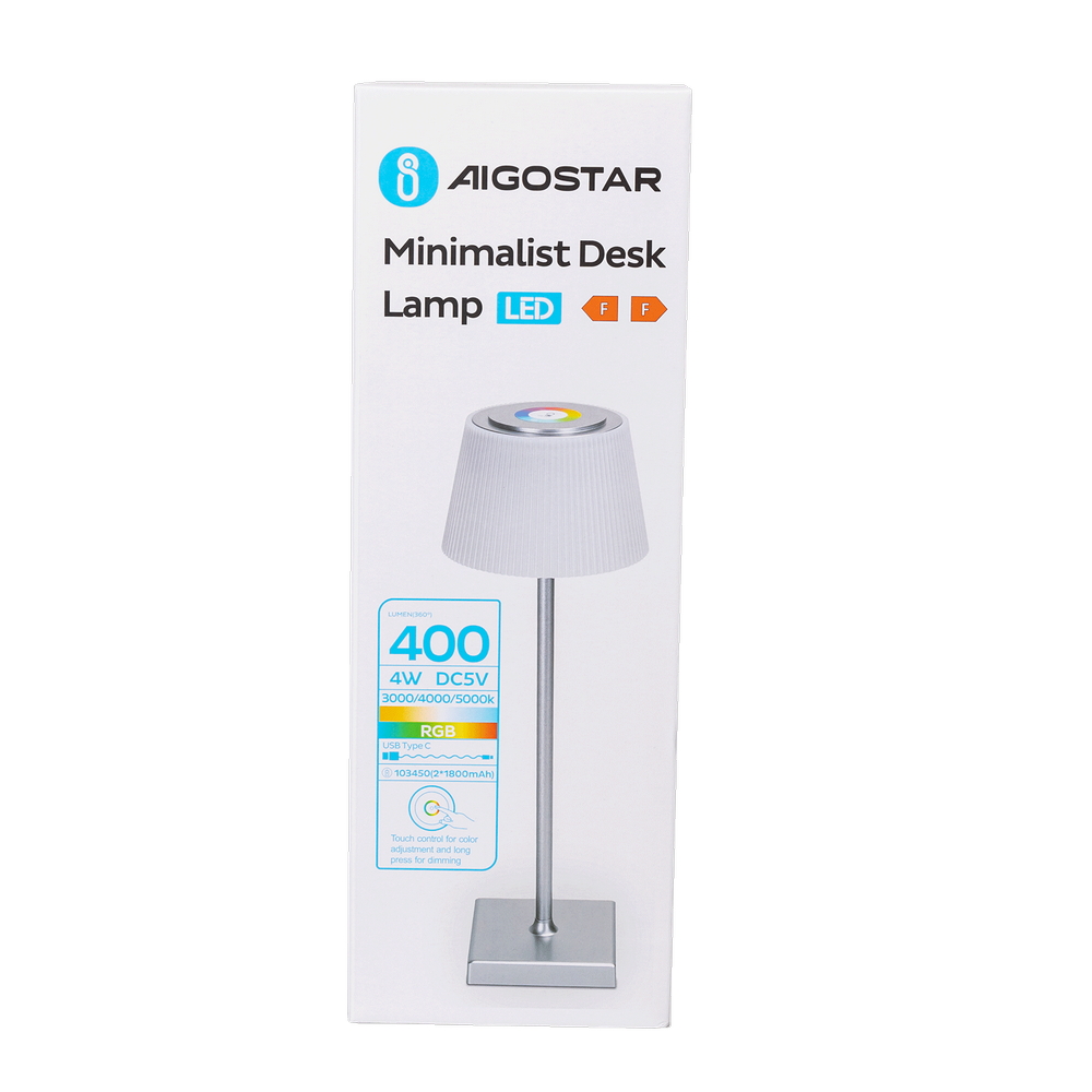 Lampada da tavolo Led touch Dory Argento RGB 4W portatile a batteria ricaricabile USB Aigostar - Foto 5