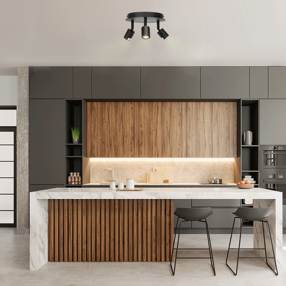 Lampadario da soffitto Tris Nero 3 x GU10 Aigostar - Foto 4