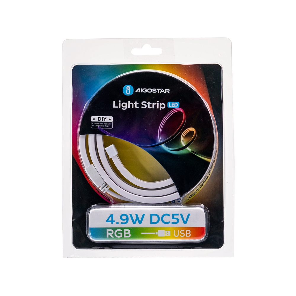 Striscia Led flessibile Neon Flex modellabile 5V 4,9W 1 metro IP65 RGB Aigostar - Foto 4