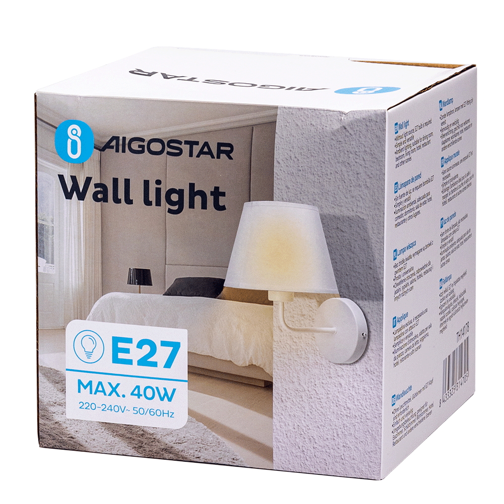 Applique da parete JUP Bianco IP20 1 x E27 Aigostar - Foto 4