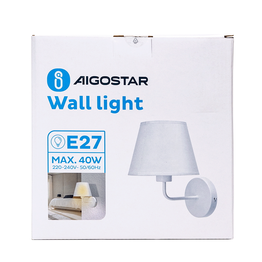 Applique da parete JUP Bianco IP20 1 x E27 Aigostar - Foto 5