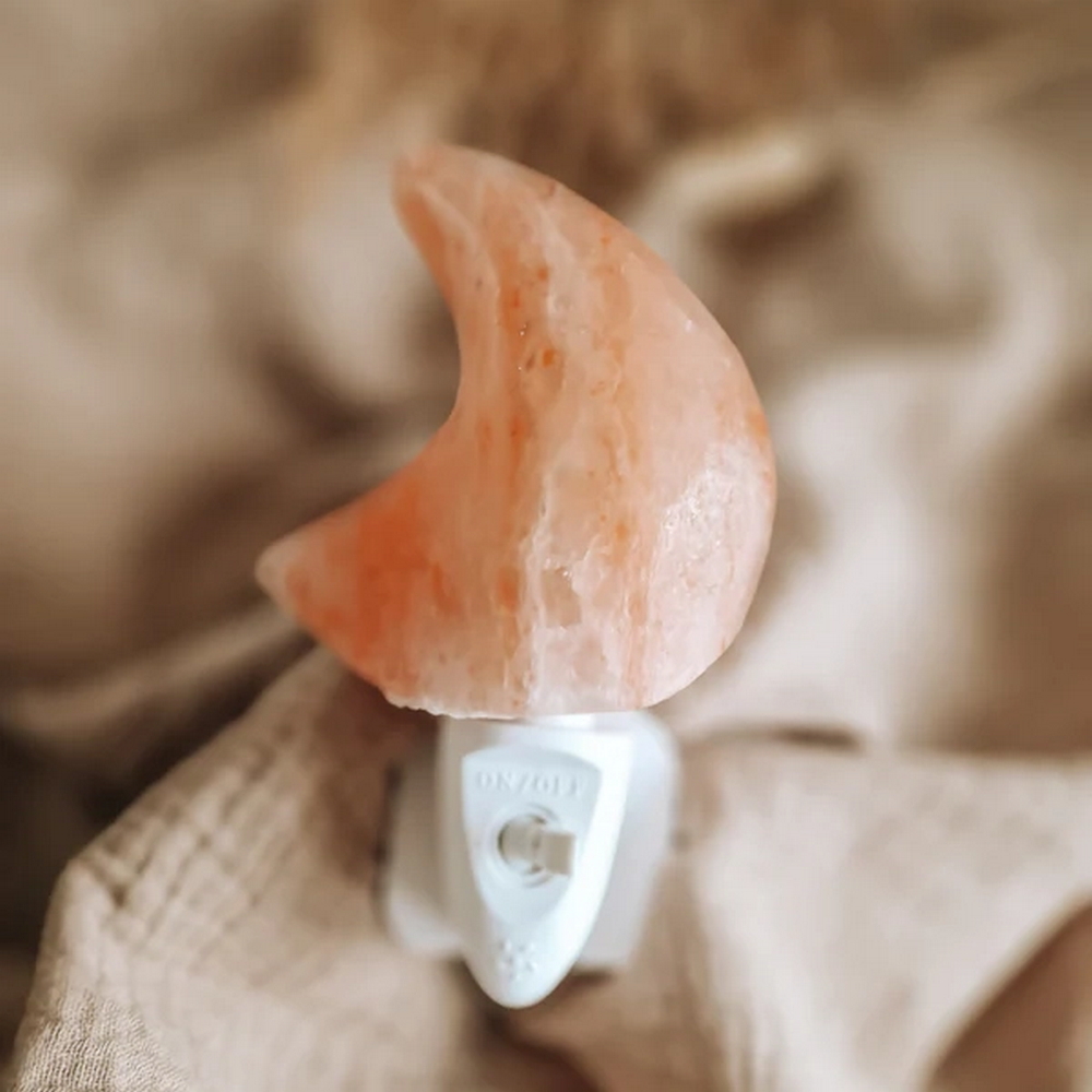 Lampada di Sale Himalayano notturna Rosa naturale a forma di Luna 750g - Foto 1