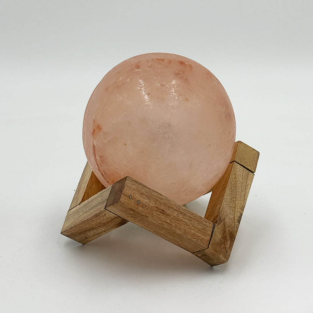Lampada di Sale Himalayano Rosa naturale a forma di Sfera con base diagonale 3-4Kg - Foto 1