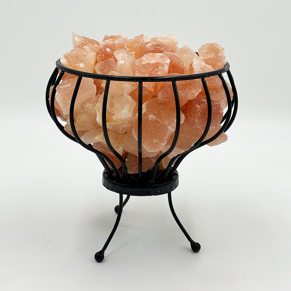 Lampada di Sale Himalayano Rosa naturale Braciere in metallo lavorato 5Kg - Foto 1