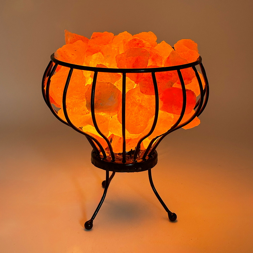 Foto principale Lampada di Sale Himalayano Rosa naturale Braciere in metallo lavorato 5Kg