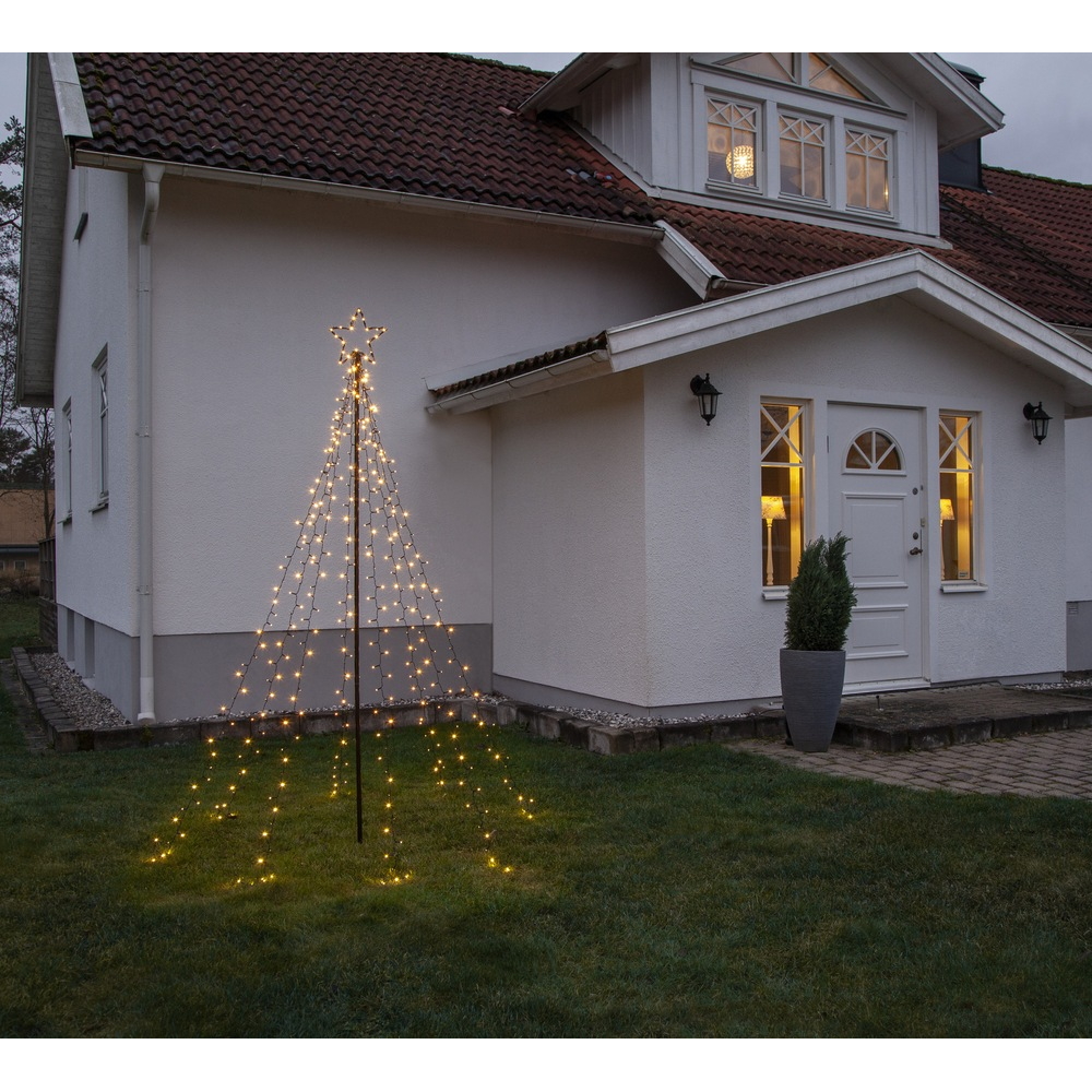 Albero luminoso a cascata con stella da 848 Led altezza 3,5 metri Bianco Caldo Wisdom - Foto 1