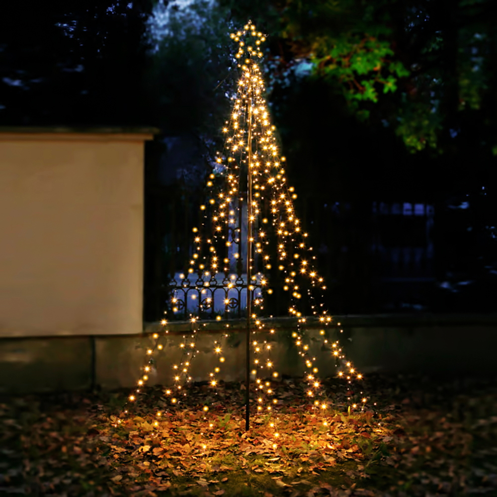 Albero luminoso a cascata con stella da 848 Led altezza 3,5 metri Bianco Caldo Wisdom - Foto 2