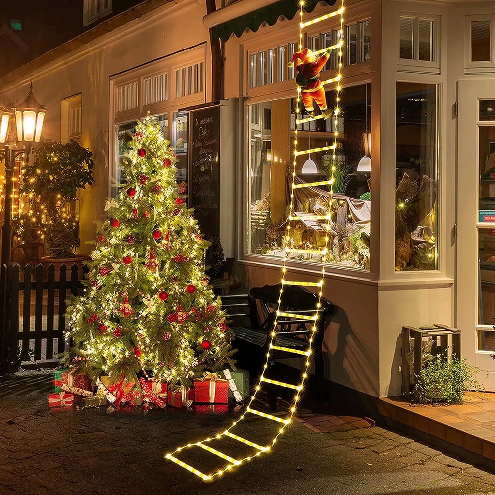 Babbo Natale su scaletta luminosa 266 Led Bianco caldo e Bianco freddo dimmerabile con telecomando Wisdom - Foto 4