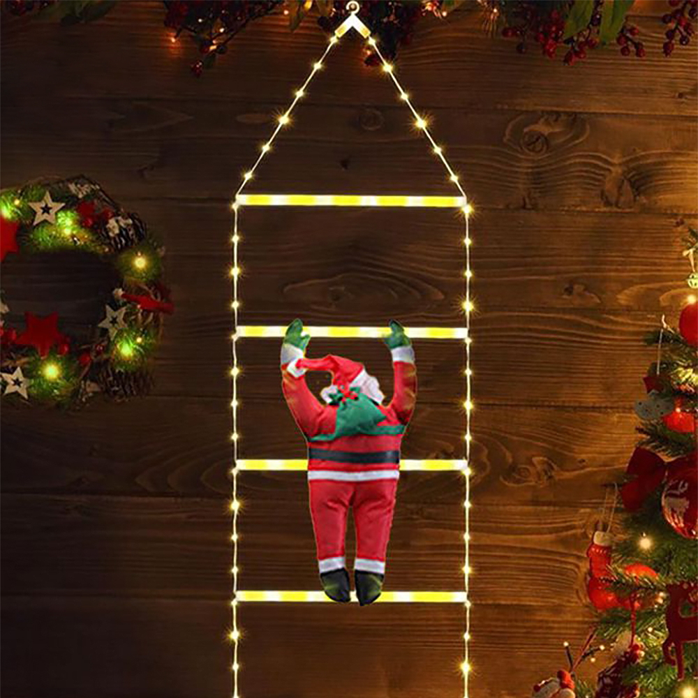 Babbo Natale su scaletta luminosa 76 Led Bianco caldo e Bianco freddo dimmerabile con telecomando Wisdom - Foto 1