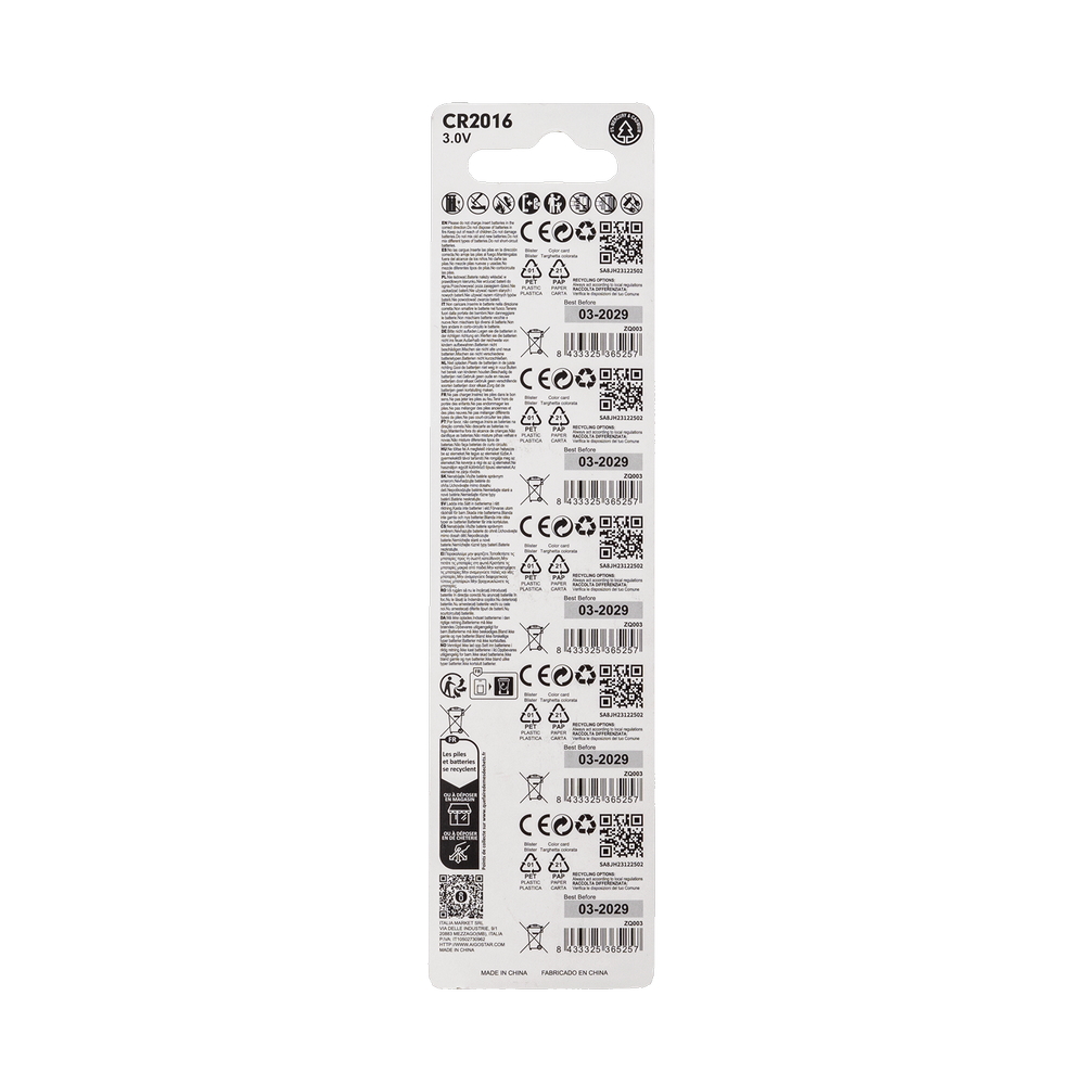 Batteria bottone Aigostar 3V CR2016 Litio confezione da 5 pile - Foto 2