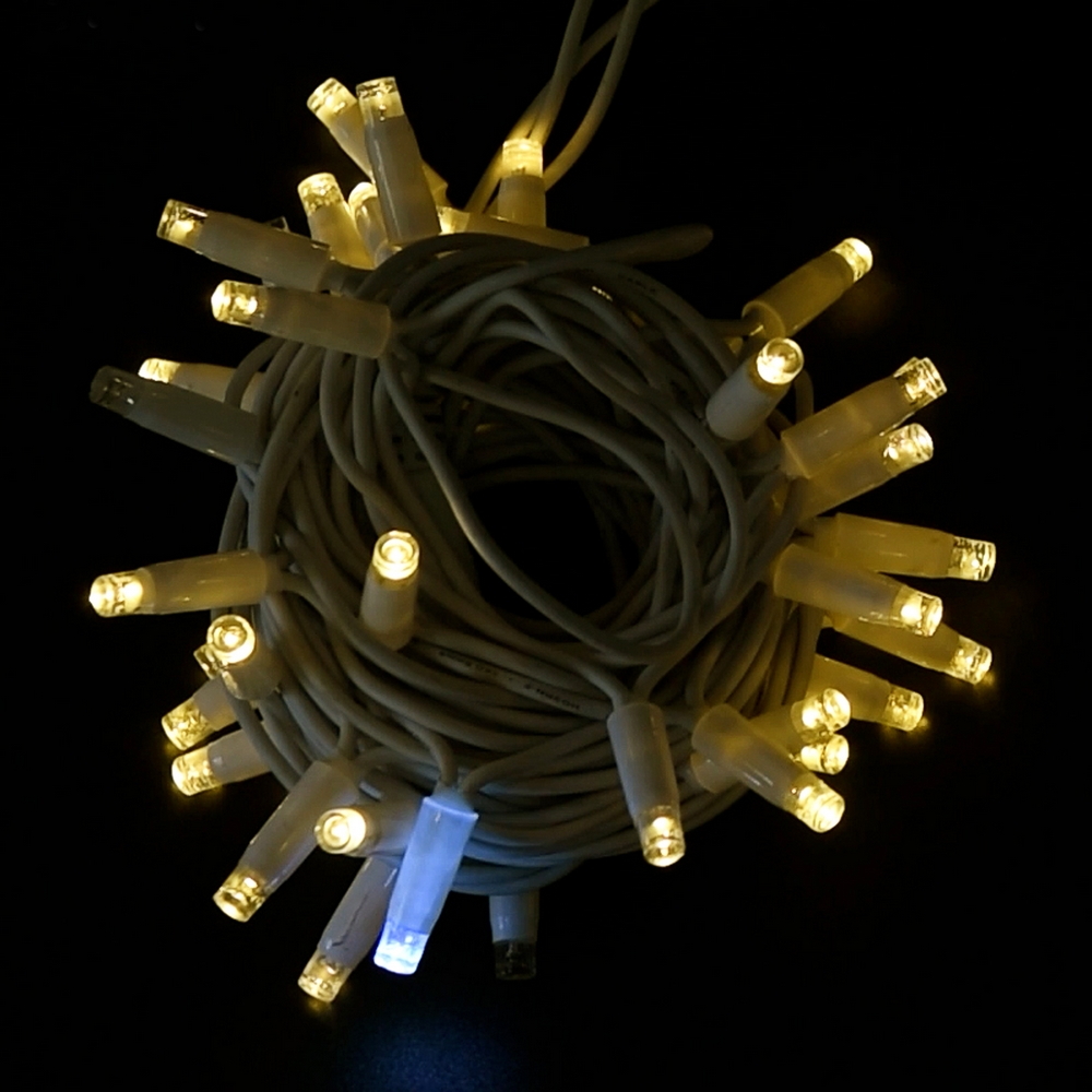 Catena di luci 10 metri 100 MaxiLed Reflex Professionale prolungabile Bianco Caldo fisso e Freddo intermittente con cavo bianco da esterno Wisdom - Foto 5