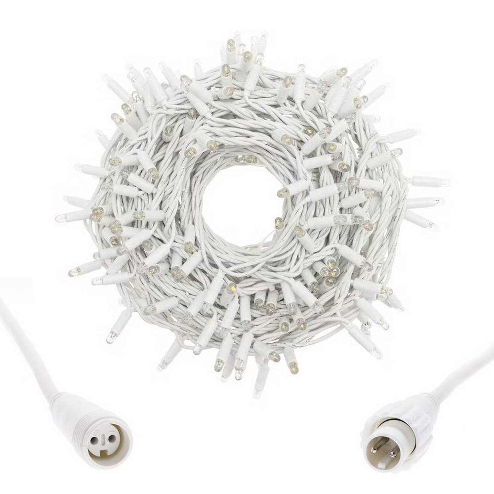 Catena di luci 10 metri 100 MaxiLed Reflex Professionale prolungabile Bianco Caldo fisso e intermittente con cavo bianco da esterno Wisdom - Foto 1