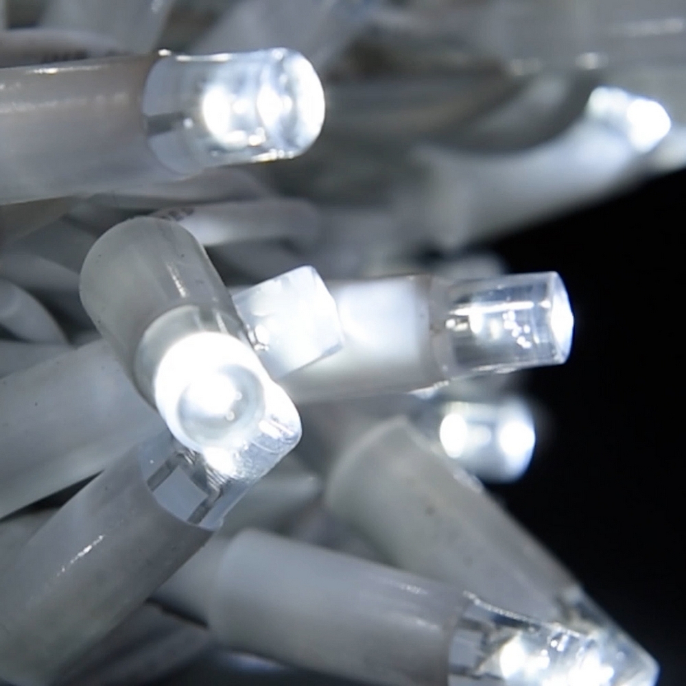 Catena di luci 10 metri 100 MaxiLed Reflex Professionale prolungabile Bianco Freddo fisso e intermittente con cavo bianco da esterno Wisdom - Foto 6