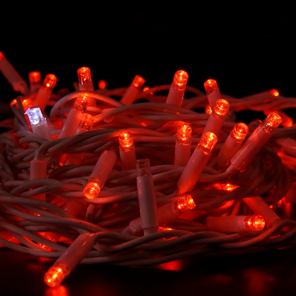 Catena di luci 10 metri 100 MaxiLed Reflex Professionale prolungabile Rosso fisso e Freddo intermittente con cavo bianco da esterno Wisdom - Foto 5