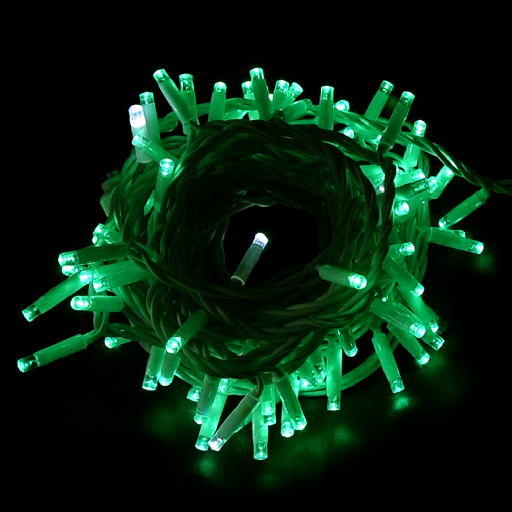 Catena di luci 10 metri 100 MaxiLed Reflex Professionale prolungabile Verde fisso e Freddo intermittente con cavo bianco da esterno Wisdom - Foto 4