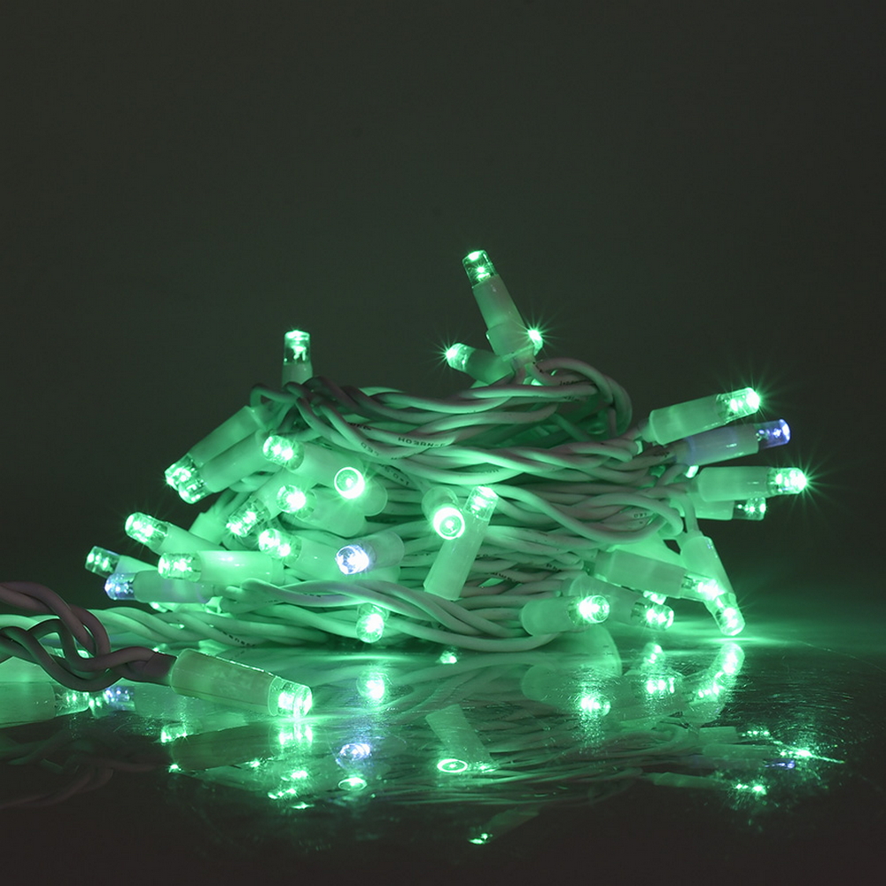 Catena di luci 10 metri 100 MaxiLed Reflex Professionale prolungabile Verde fisso e Freddo intermittente con cavo bianco da esterno Wisdom - Foto 5