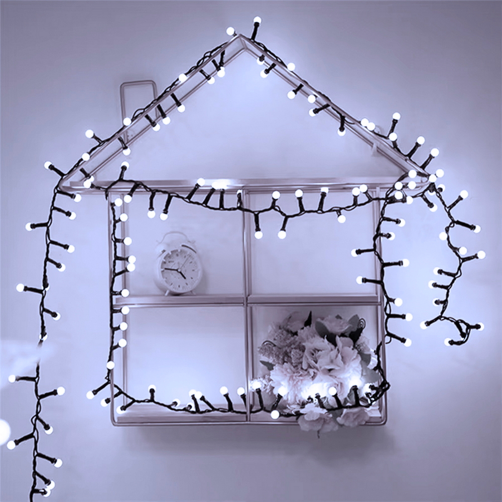 Catena di luci 10 metri da 500 Sfere luminose Led Bianco Freddo con cavo nero e autospegnimento Wisdom - Foto 1