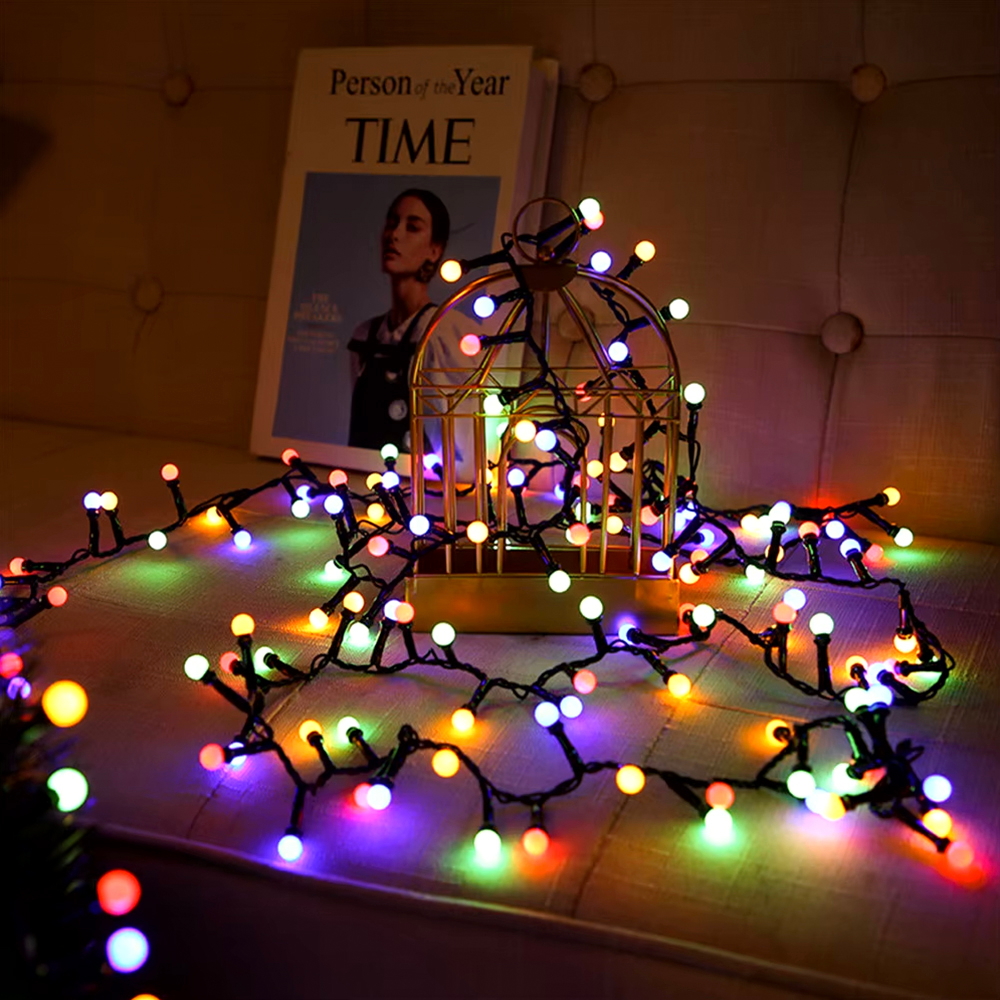 Catena di luci 10 metri da 500 Sfere luminose Led Multicolore con cavo nero e autospegnimento Wisdom - Foto 1