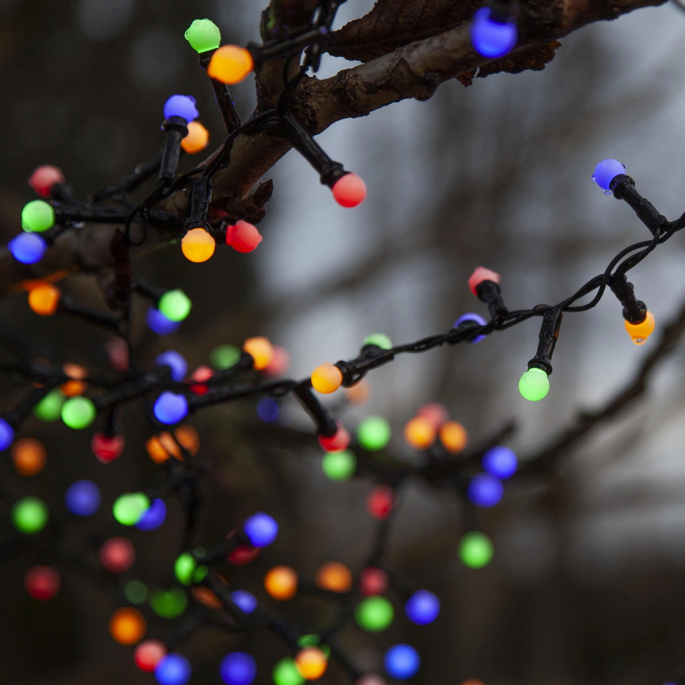 Catena di luci 10 metri da 500 Sfere luminose Led Multicolore con cavo nero e autospegnimento Wisdom - Foto 2