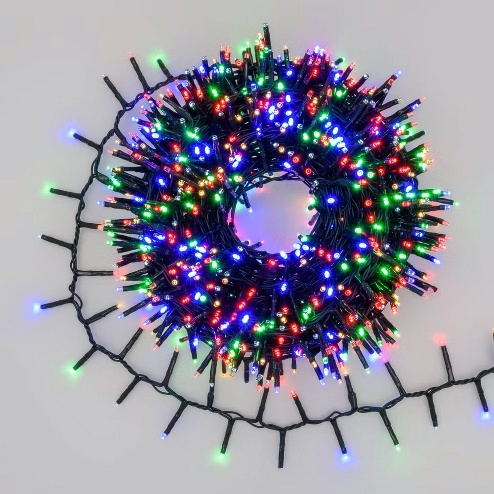 Catena di luci 41 metri da 1360 Led Mini Cluster Multicolore con cavo verde autospegnimento Wisdom - Foto 1