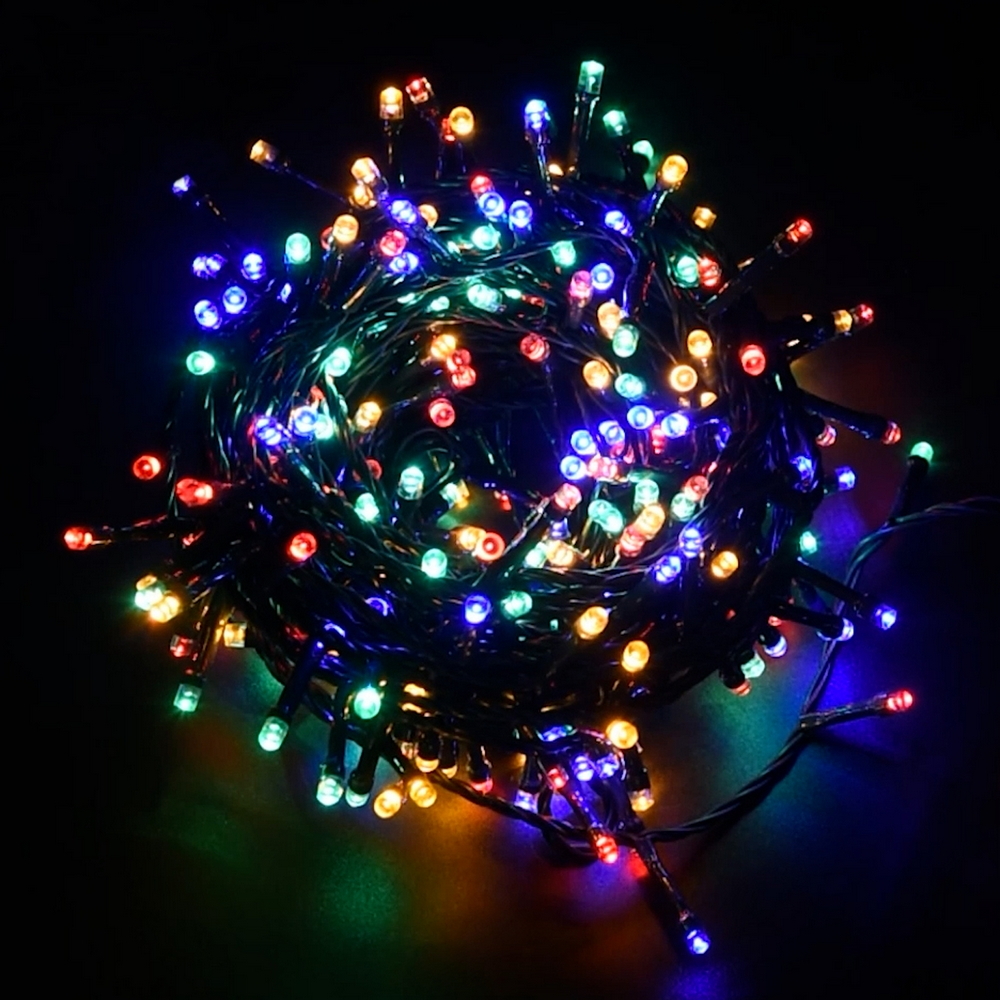 Catena di luci 41 metri da 1360 Led Mini Cluster Multicolore con cavo verde autospegnimento Wisdom - Foto 5
