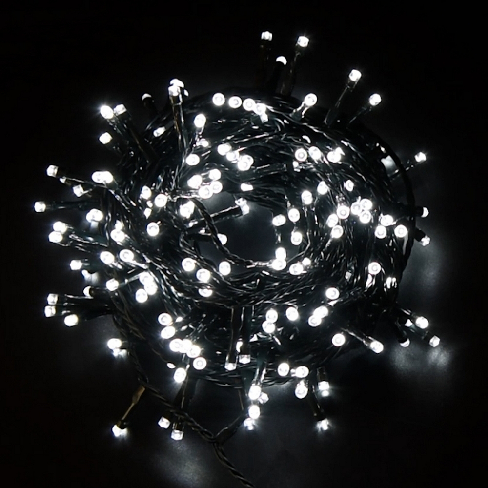 Catena di luci 50 metri da 1000 Led Bianco Freddo con cavo verde Wisdom - Foto 4