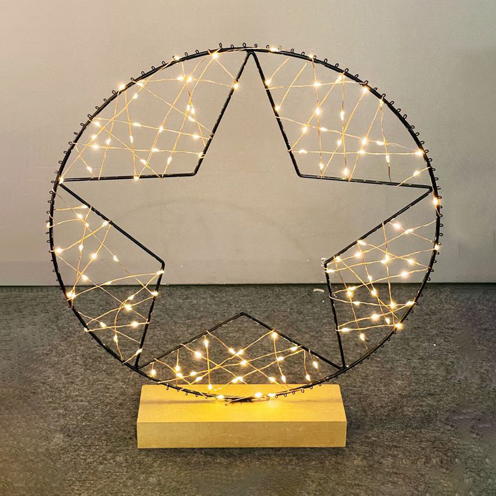 Foto principale Lampada decorativa a forma di Stella di natale 80 Led con base in legno Wisdom