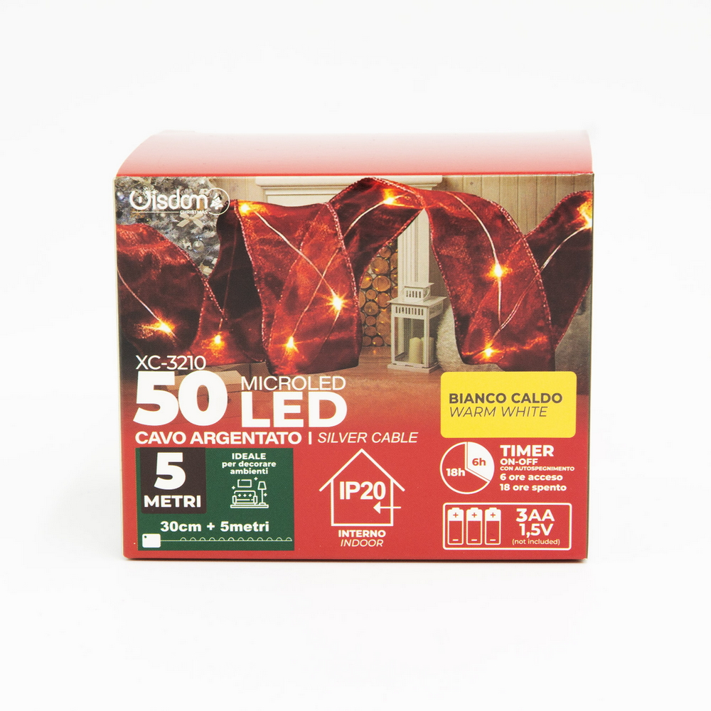 Nastro toulle liscio rosso 5 metri da 50 Microled a batteria e autospegnimento Wisdom - Foto 2