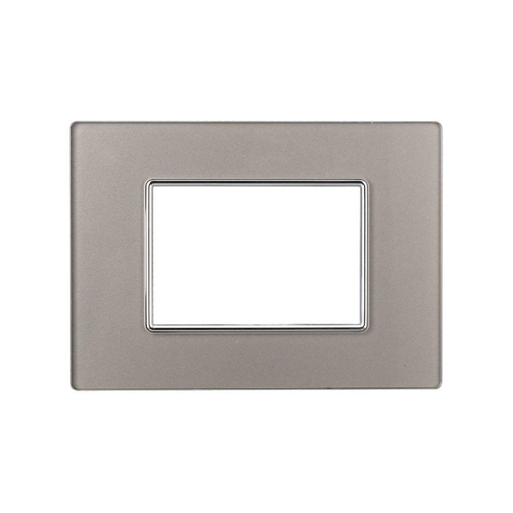 Foto principale Placca 3 moduli 503 in vetro argento compatibile anche con BTicino Axolute