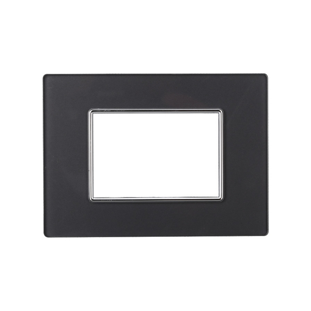 Foto principale Placca 3 moduli 503 in vetro grigia scura compatibile anche con BTicino Axolute