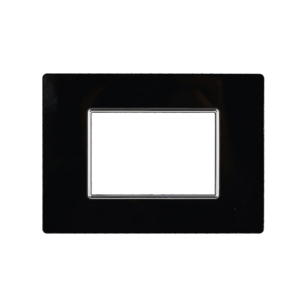 Foto principale Placca 3 moduli 503 in vetro nera compatibile anche con BTicino Axolute