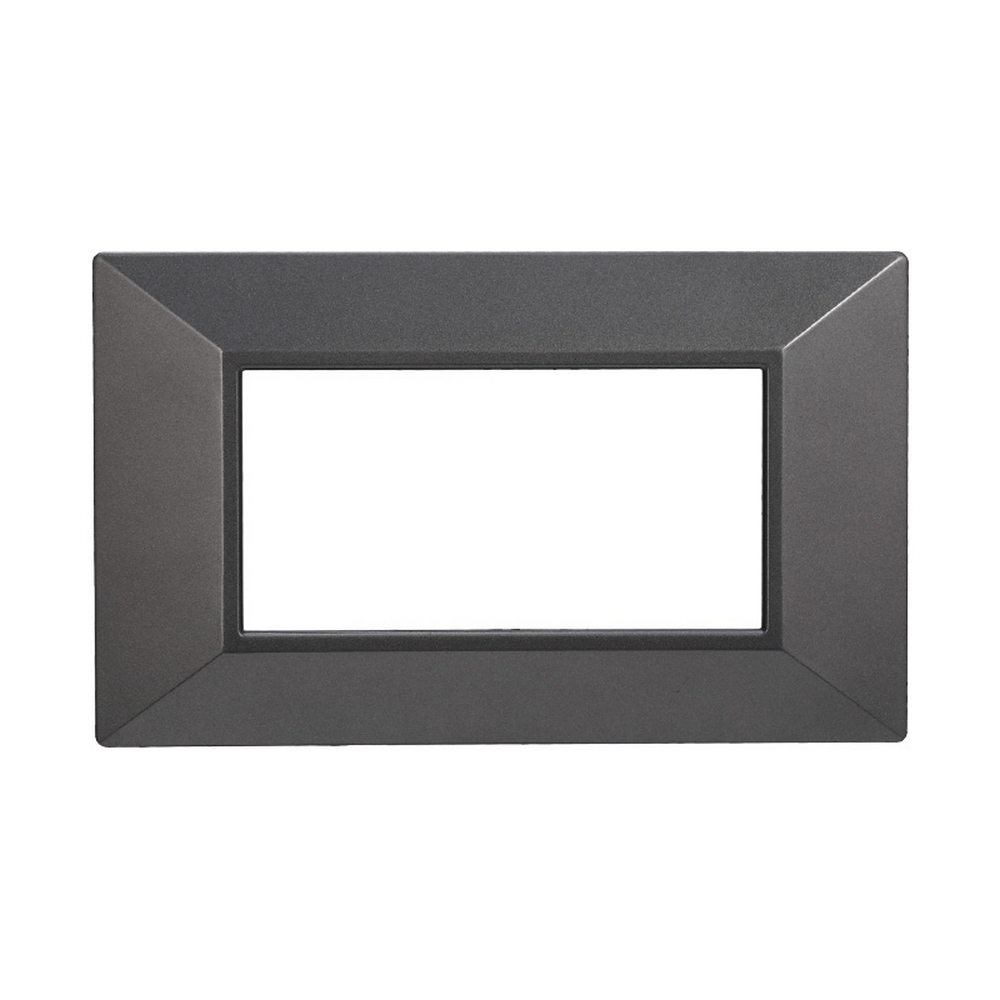 Foto principale Placca 4 moduli 504 in plastica grigia scura Piramide compatibile anche con BTicino Axolute