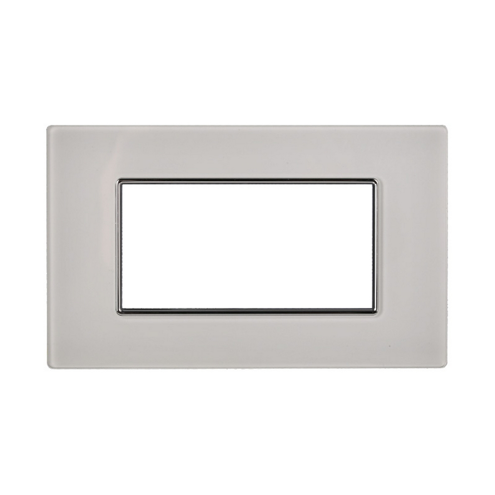 Foto principale Placca 4 moduli 504 in vetro bianco compatibile anche con BTicino Axolute