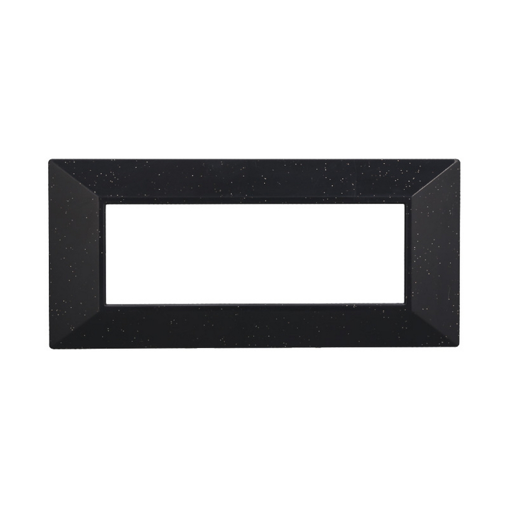 Foto principale Placca 6 moduli 506 in plastica nera brillante Piramide compatibile anche con BTicino Axolute