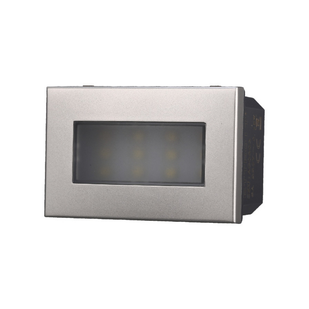 Foto principale Segnapasso Led 3 moduli 2,4W da incasso per scatola 503 grigio IP20 Bianco freddo 6000K compatibile anche con BTicino Axolute