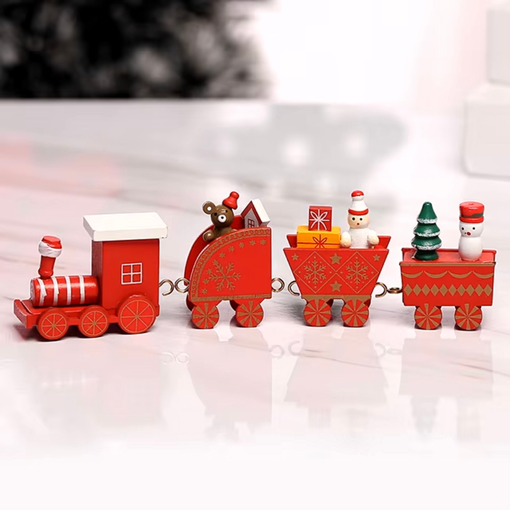 Foto principale Trenino decorativo in legno con 3 carrelli di colore rosso e bianco Wisdom