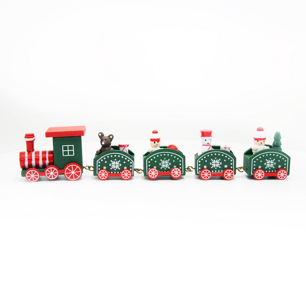 Foto principale Trenino decorativo in legno con 4 carrelli di colore verde e rosso Wisdom