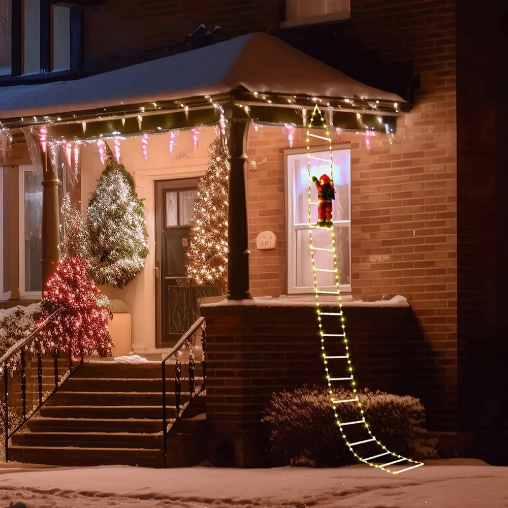 Babbo Natale su scaletta luminosa 228 Led Bianco caldo Wisdom - Foto 1